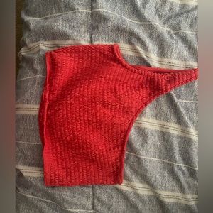 One shoulder crop top.  Super stretchy